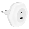 Osram - Luz de presença LED de tomada com USB LUNETTA LED/15W/230V branca