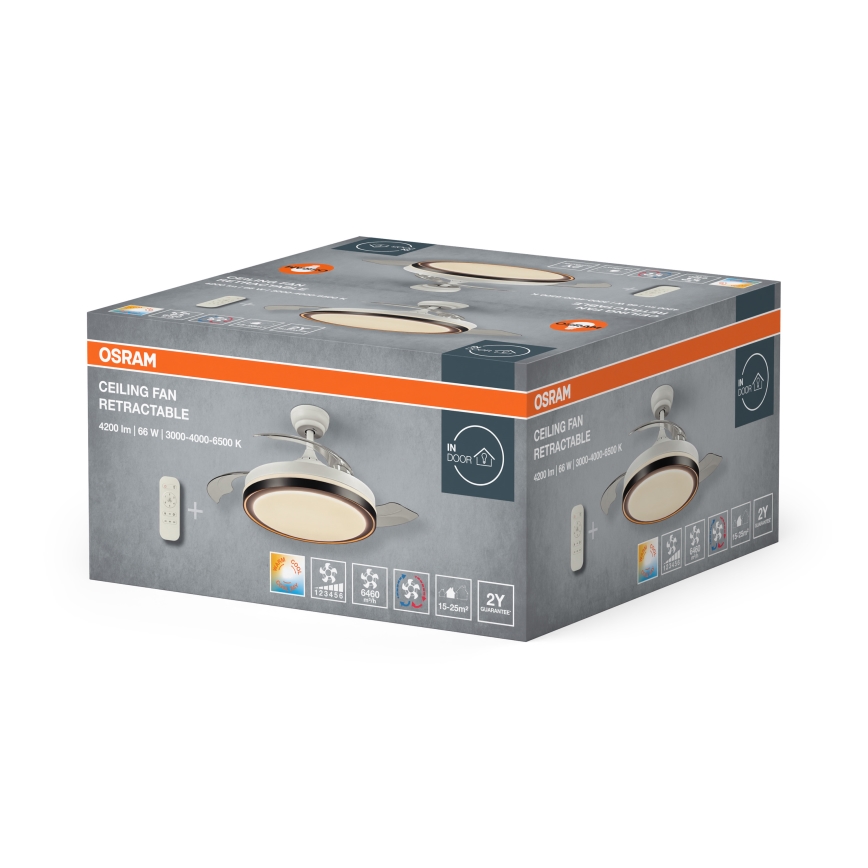 Osram - Candeeiro de teto com ventoinha LED/66W/230V 3000/4000/6500K branco + comando remoto