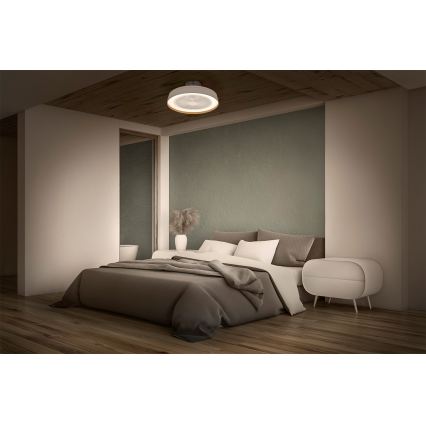 Osram - Candeeiro de teto LED regulável com ventilador, 49W/230V, 2700-6500K, branco/dourado + comando remoto