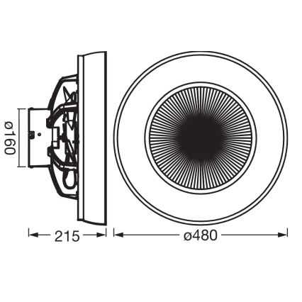Osram - Candeeiro de teto LED regulável com ventilador, 49W/230V, 2700-6500K, branco/dourado + comando remoto