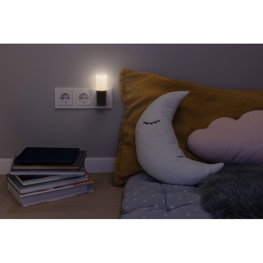 Osram - Luz noturna LED com sensor de crepúsculo LUNETTA LED/0,2W/230V preta