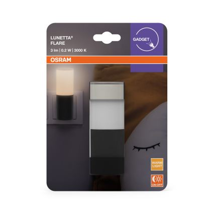 Osram - Luz noturna LED com sensor de crepúsculo LUNETTA LED/0,2W/230V preta