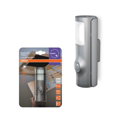 Osram - Luz de orientação LED com sensor NIGHTLUX LED/0,35W/3xAAA IP54 prata