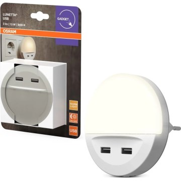 Osram - Luz noturna LED para tomada com sensor LUNETTA 2xUSB LED/13W/230V