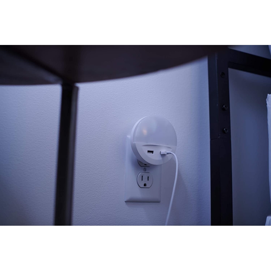 Osram - Luz noturna LED para tomada com sensor LUNETTA 2xUSB LED/13W/230V