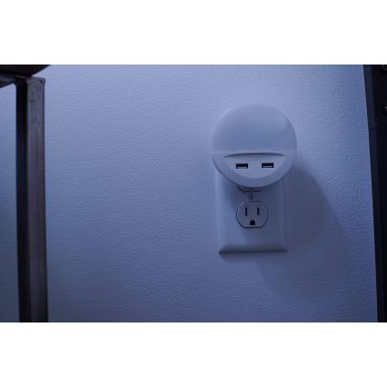 Osram - Luz noturna LED para tomada com sensor LUNETTA 2xUSB LED/13W/230V