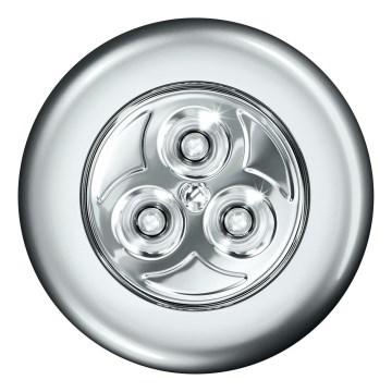 Osram - Luz noturna tátil LED DOT-IT LED/0,2W/3xAAA Ø 6,8 cm prateada