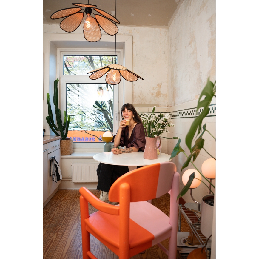 Osram - Pendente com cabo DECOR RATTAN 1xE27/15W/230V Ø 58 cm bege/preto