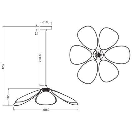 Osram - Pendente com cabo DECOR RATTAN 1xE27/15W/230V Ø 58 cm bege/preto