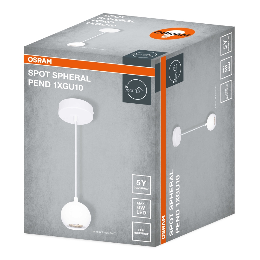 Osram - Pendente com cabo SPOT SPHERAL 1xGU10/6W/230V branco
