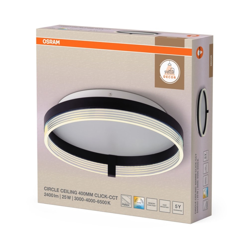 Osram - Luminária de teto LED DECOR CIRCLE LED/25W/230V 3000/4000/6500K Ø 40 cm preto/branco