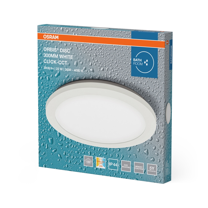 Osram - Candeeiro de tecto LED para casa de banho ORBIS DISC LED/22W/230V 3000/4000K diâmetro 30 cm IP44 branco