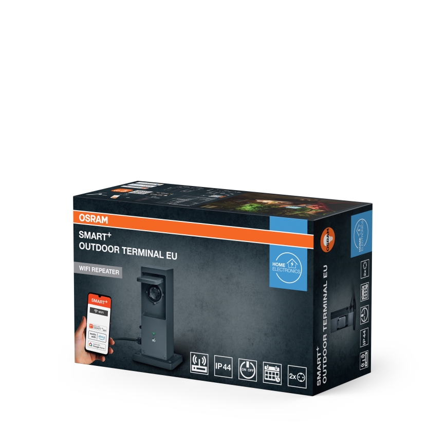 Osram - Poste para exterior com 2 tomadas SCHUKO e repetidor Wi-Fi IP44