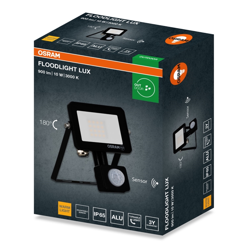 Osram - Refletor LED com sensor FLOODLIGHT LED/10W/230V 3000K IP65