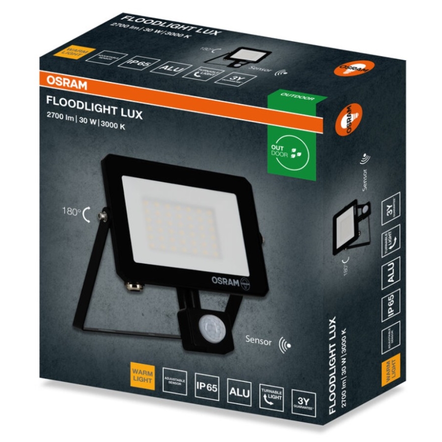 Osram - Refletor LED com sensor FLOODLIGHT LED/30W/230V 3000K IP65