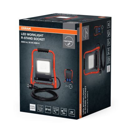 Osram - Refletor LED com suporte e tomadas R-STAND LED/50W/230V 4000K IP44 laranja/antracite