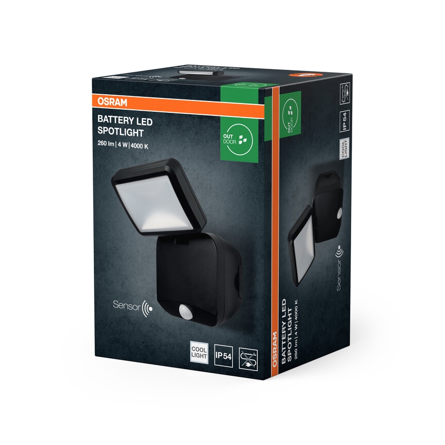 Osram - Refletor LED de Parede para Exterior com Sensor BATTERY LED/4W/4xD IP54