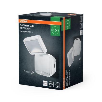 Osram - Refletor LED de parede para exterior com sensor BATTERY LED/4W/4xD IP54