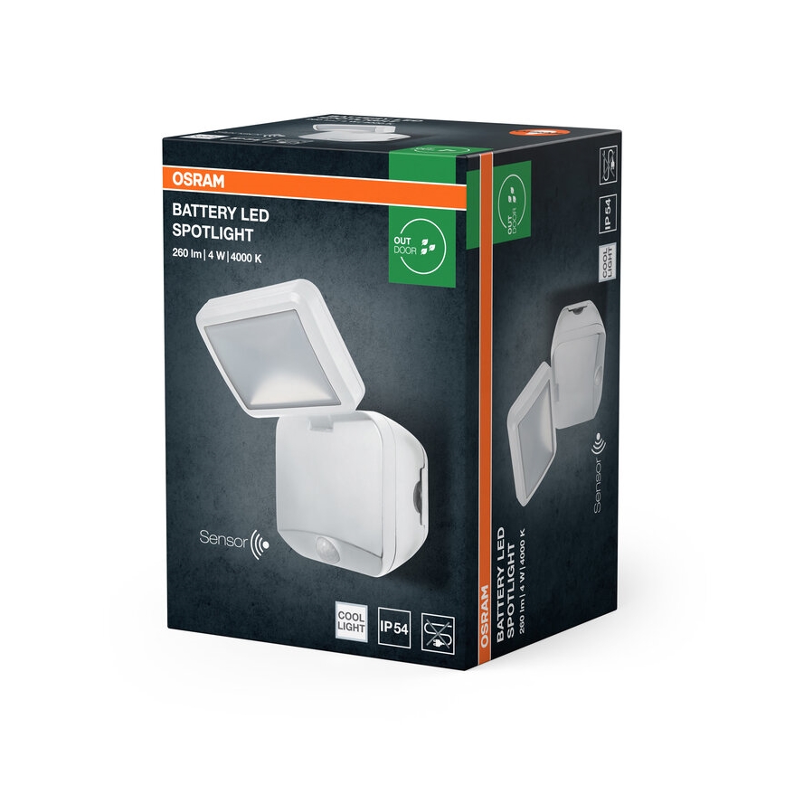 Osram - Refletor LED de parede para exterior com sensor BATTERY LED/4W/4xD IP54