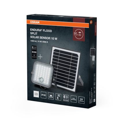 Osram - Refletor solar LED dimerizável com sensor ENDURA LED/10W/4,2V 4000K IP65 preto + controlo remoto