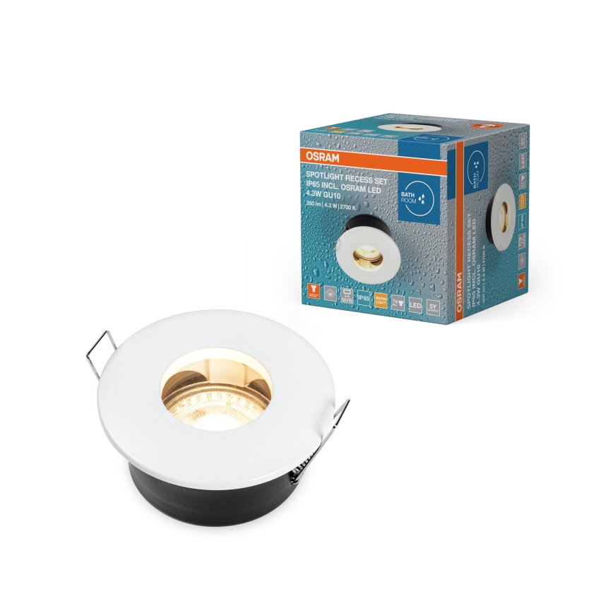 Osram - SPOT LED de encastrar para casa de banho 1x GU10/4,3 W/230 V 2700 K CRI 90 Ø 8,5 cm IP65 branco