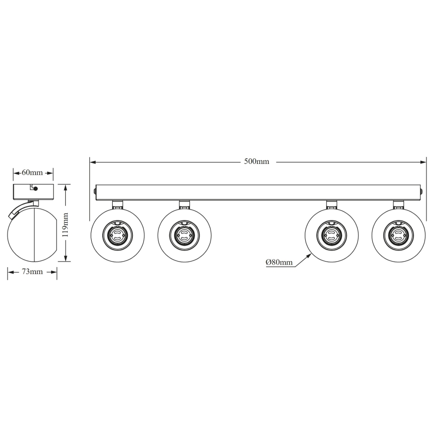 Osram - Spot SPHERAL 4xGU10/6W/230V preto