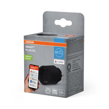 Osram - Tomada inteligente SMART+ MATTER SCHUKO 2300W/230V/10A Wi-Fi preta