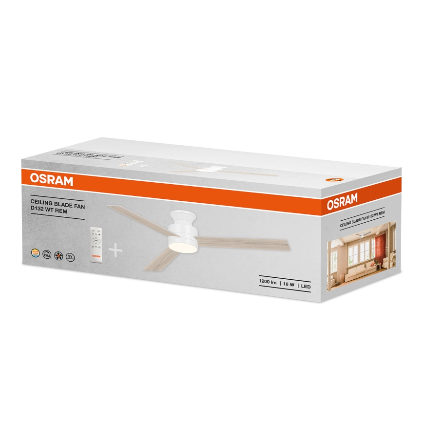Osram - Ventilador de teto BLADE LED dimerizável/18W/230V 3000/4000/6000K + controlo remoto