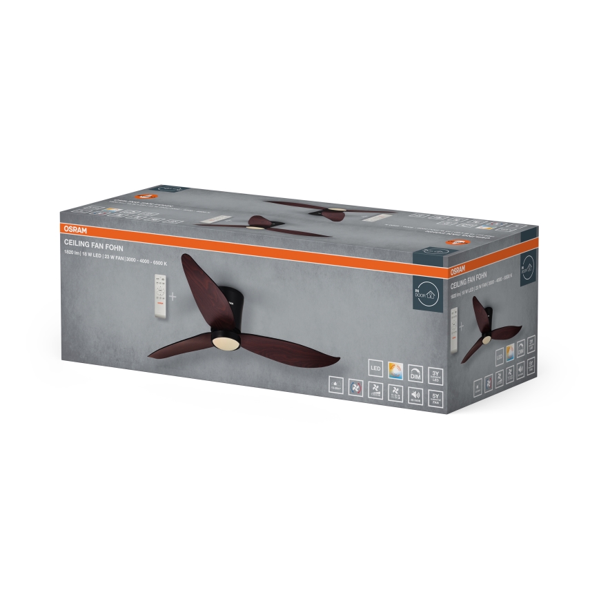 Osram - Ventilador de teto LED regulável FOHN LED/18W/230V 3000/4000/6500K + controlo remoto