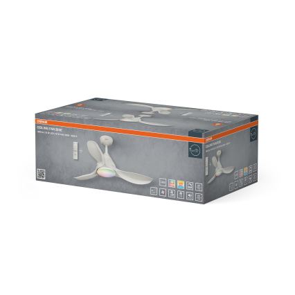 Osram - Ventilador de teto LED RGB regulável NORDES LED/18W/230V 3000-6500K + controlo remoto