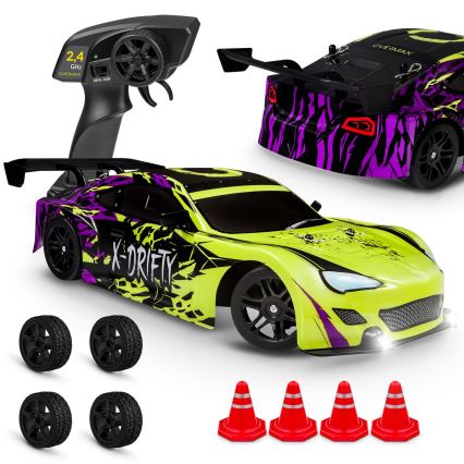 Overmax - carro drift RC com controlo remoto X-DRIFT 1000 mAh amarelo/roxo