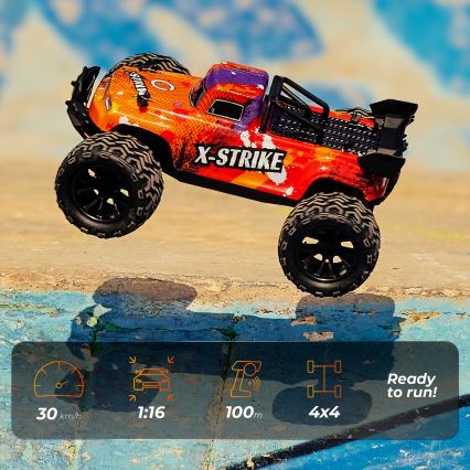 Overmax - Carro RC com comando remoto X-STRIKE 3000 mAh preto/laranja