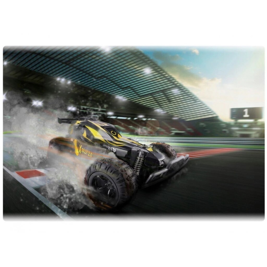 Overmax - Carro RC com controlo remoto X-RALLY 2.0 1200 mAh Preto/Amarelo