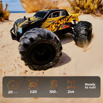 Overmax - Carro RC de controlo remoto X-JOLT 1000 mAh preto/amarelo