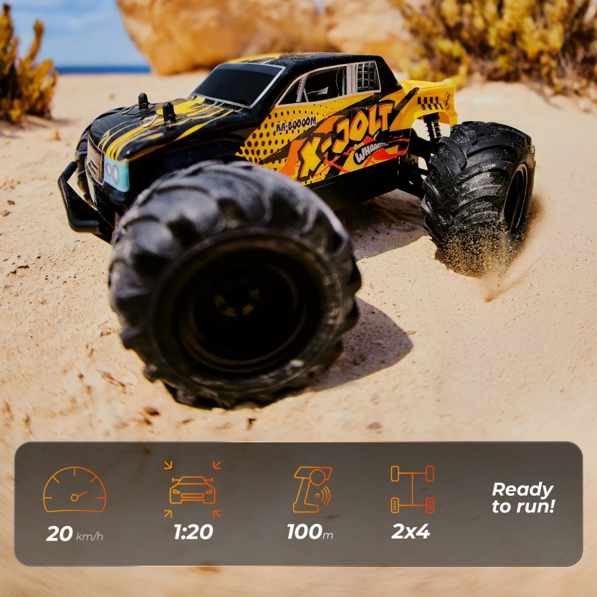Overmax - Carro RC de controlo remoto X-JOLT 1000 mAh preto/amarelo