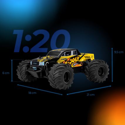Overmax - Carro RC de controlo remoto X-JOLT 1000 mAh preto/amarelo