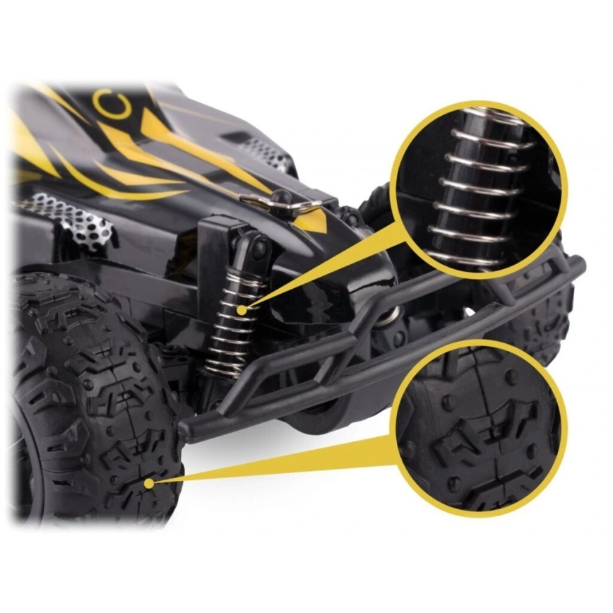 Overmax - Carro RC de controlo remoto X-RALLY 2.0 1200 mAh Preto/Amarelo