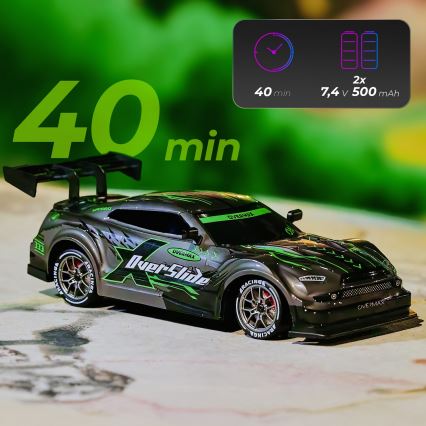 Overmax - Carro de drift RC 2 em 1 X-OVERSLIDE com comando remoto, 1000 mAh, preto/verde/azul/vermelho