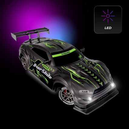 Overmax - Carro de drift RC 2 em 1 X-OVERSLIDE com comando remoto, 1000 mAh, preto/verde/azul/vermelho