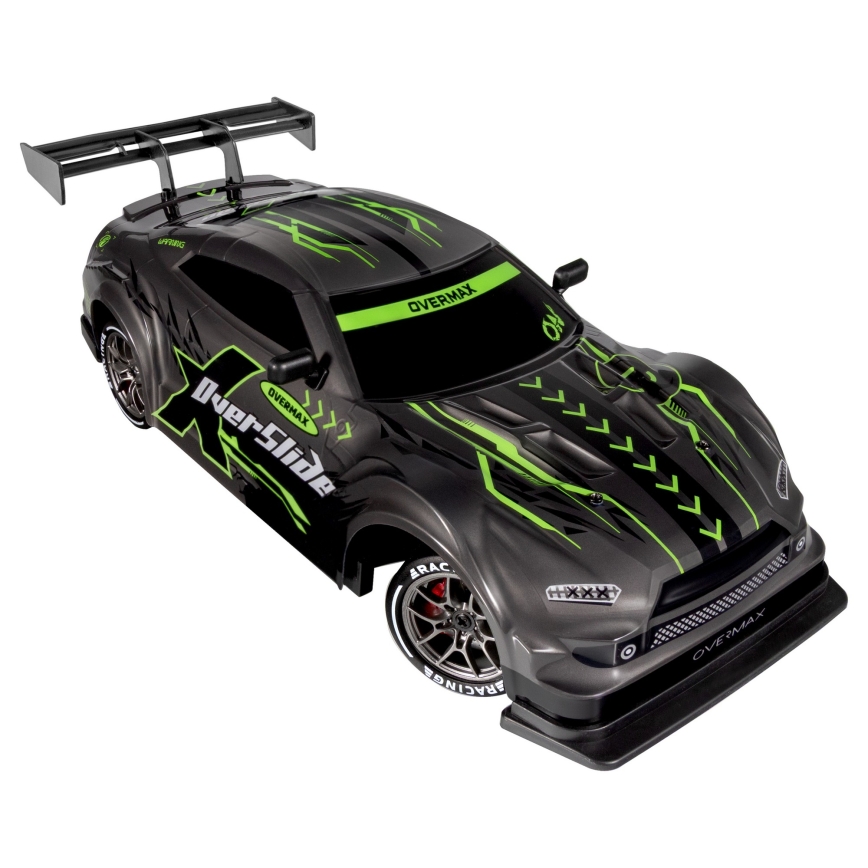 Overmax - Carro de drift RC 2 em 1 X-OVERSLIDE com comando remoto, 1000 mAh, preto/verde/azul/vermelho