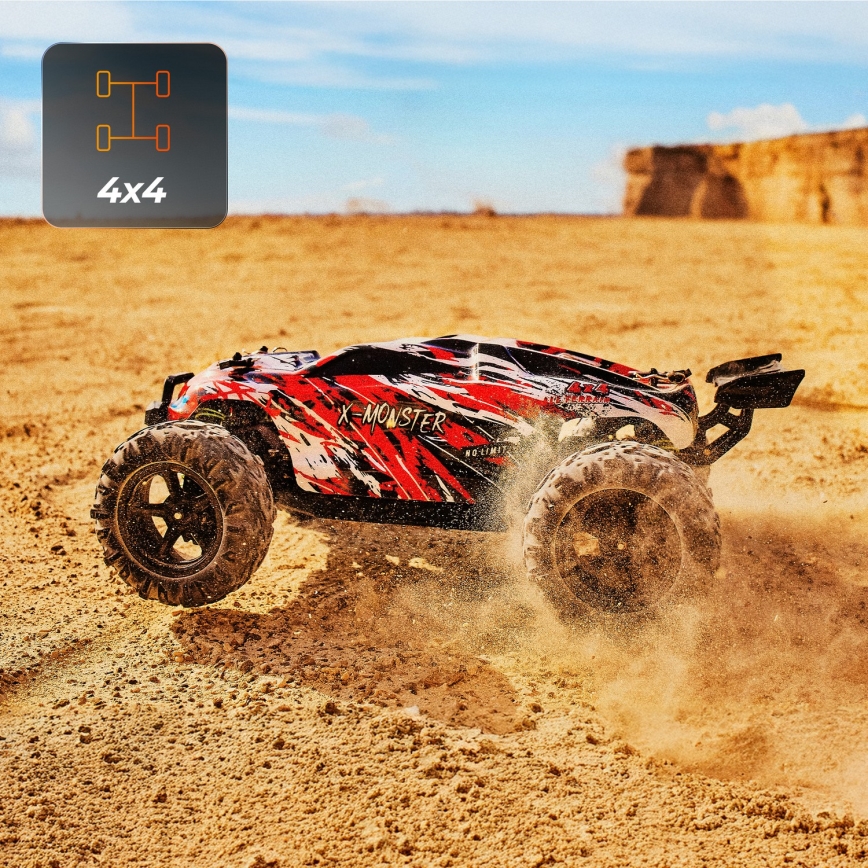 Overmax - Carro RC com comando remoto 2 em 1 X-MONSTER 3.5 1700 mAh preto/vermelho/verde