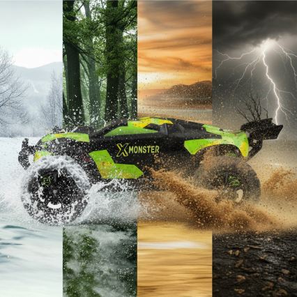 Overmax - Carro RC com comando remoto 2 em 1 X-MONSTER 3.5 1700 mAh preto/vermelho/verde
