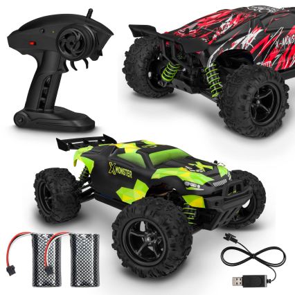 Overmax - Carro RC com comando remoto 2 em 1 X-MONSTER 3.5 1700 mAh preto/vermelho/verde