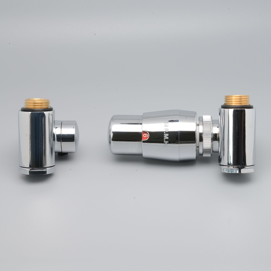 P.M.H. INTER-RC - Válvula com cabeça termostática INTER direita/acabamento cromado brilhante