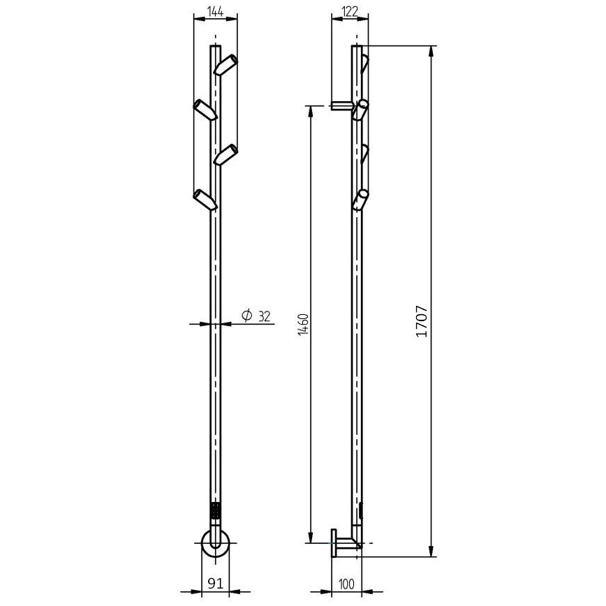 P.M.H. LS1SS - Toalheiro elétrico LISA 24W/230V 170 cm IP44 aço inoxidável polido