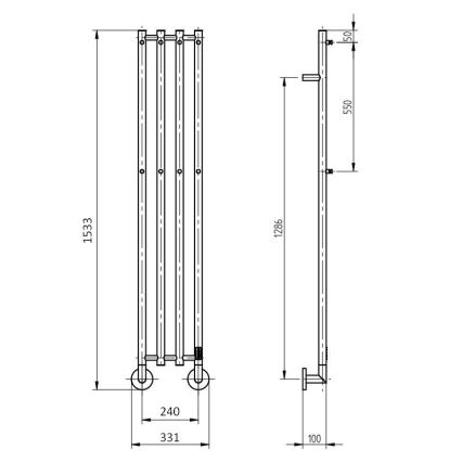 P.M.H. MO1B-R - Toalheiro elétrico MONA 93W/230V 153,3 cm IP44 preto