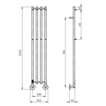 P.M.H. MO1SS-LK - Toalheiro elétrico MONA 93W/230V 153,3 cm IP44 aço inoxidável polido