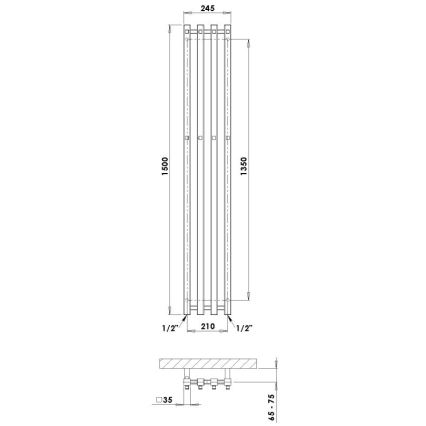 P.M.H. P2W/4 - Toalheiro aquecido em escada PLUTO 406 W 150 cm branco