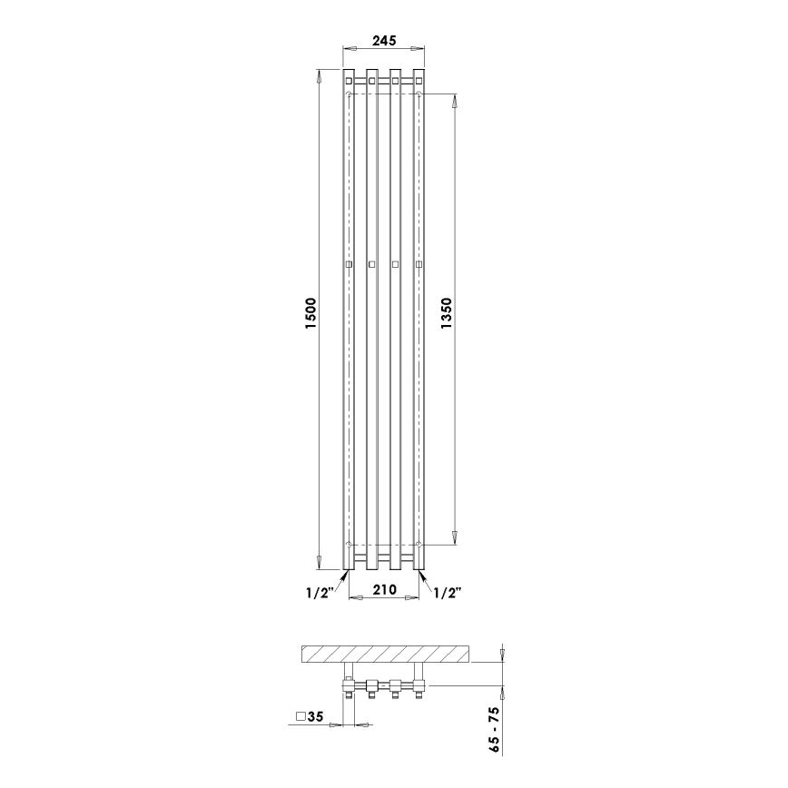 P.M.H. P2W/4 - Toalheiro aquecido em escada PLUTO 406 W 150 cm branco