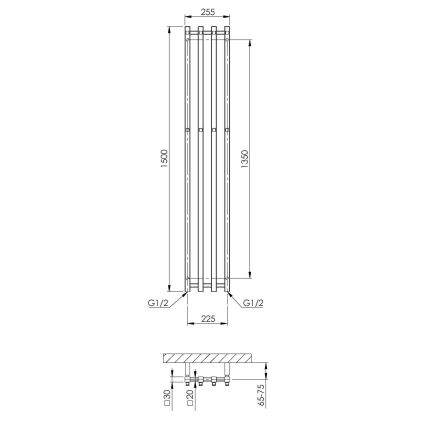 P.M.H. PX2C/4 - Radiador-toalheiro para casa de banho PLUTO X, 350 W, 150 cm, cromo brilhante